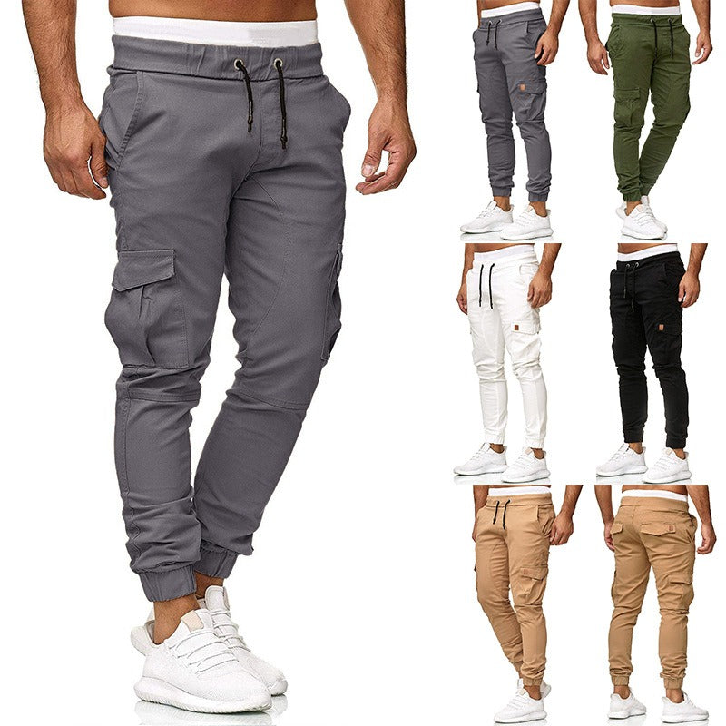 Men's Cargo Multi Pocket Skinny Fit Solid Colour Trousers - Pleasures and Sins   Pleasures and Sins