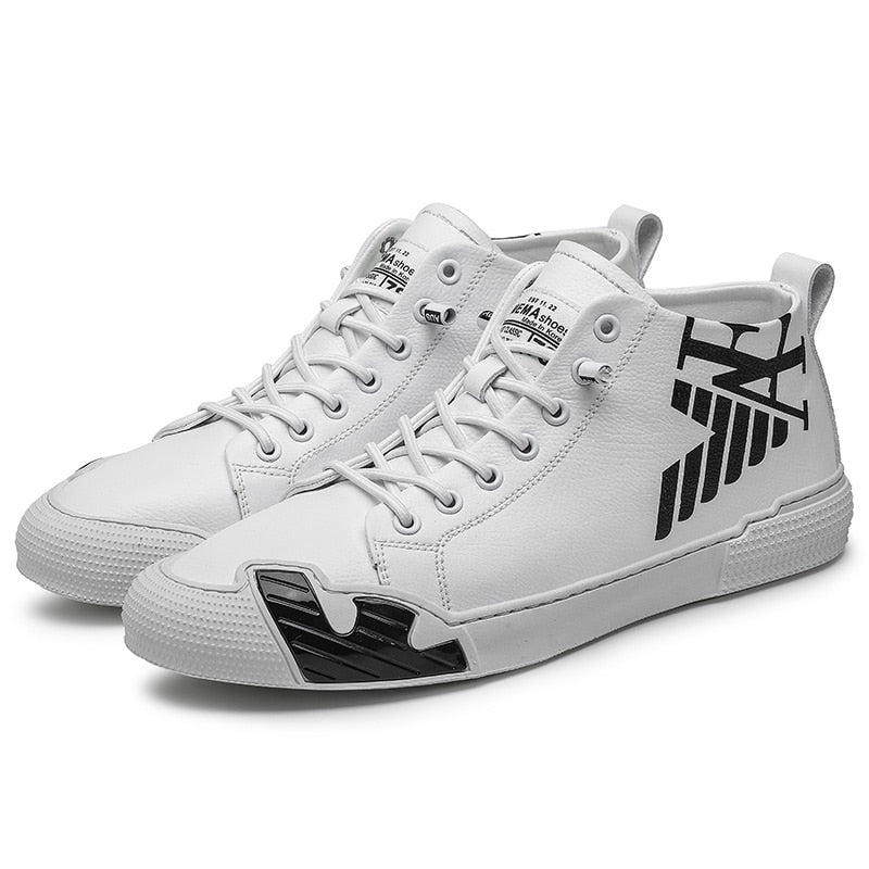 Mens Black Printed High top Sneakers Skateboard Shoes Letters E A - Pleasures and Sins   Pleasures and Sins