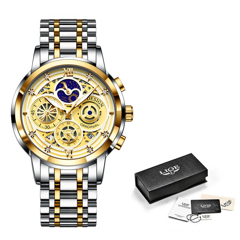 Mens Quartz Skeleton New Concept Waterproof Multifunctional Watch - Pleasures and Sins   Pleasures and Sins