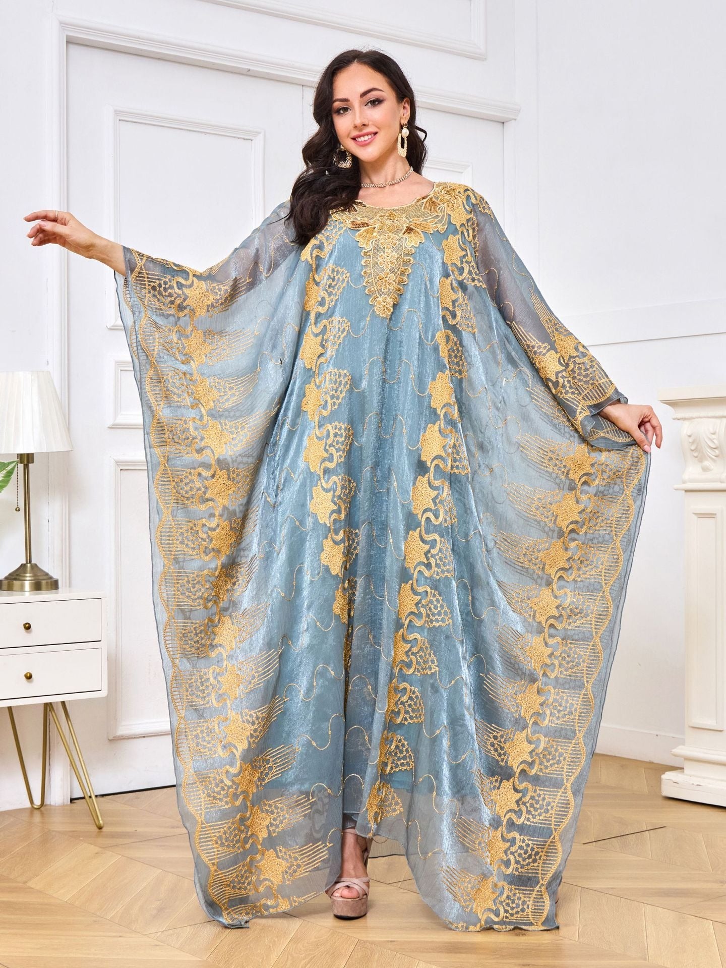 Moroccan Muslim Robe Embroidered Beaded Dinner Two Piece Set Dress - Pleasures and Sins   Pleasures and Sins