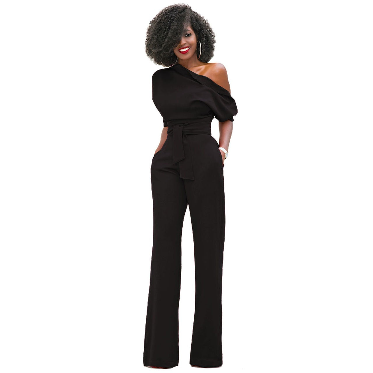 Diagonal collar button up jumpsuit wide leg pants - Pleasures and Sins   Pleasures and Sins