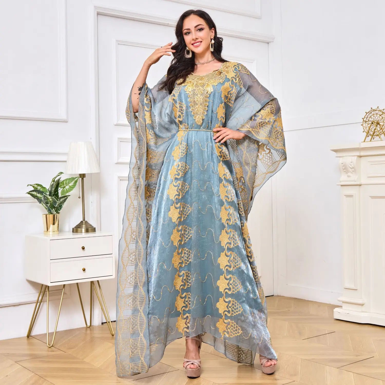 Robe musulmane marocaine brodée de perles Dîner deux pièces