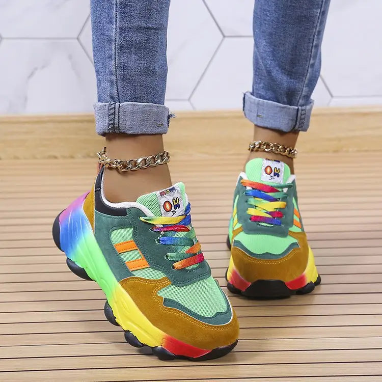 Unisex bunte Regenbogen Hip Hop Casual Regenbogen Schuhe