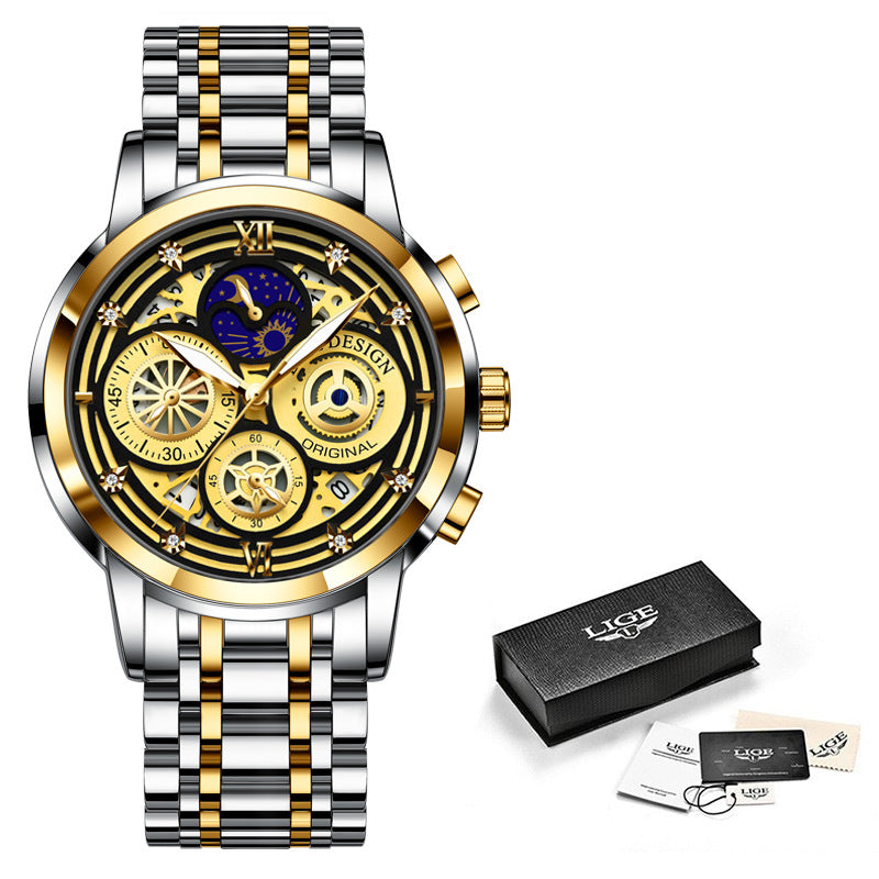 Mens Quartz Skeleton New Concept Waterproof Multifunctional Watch - Pleasures and Sins   Pleasures and Sins