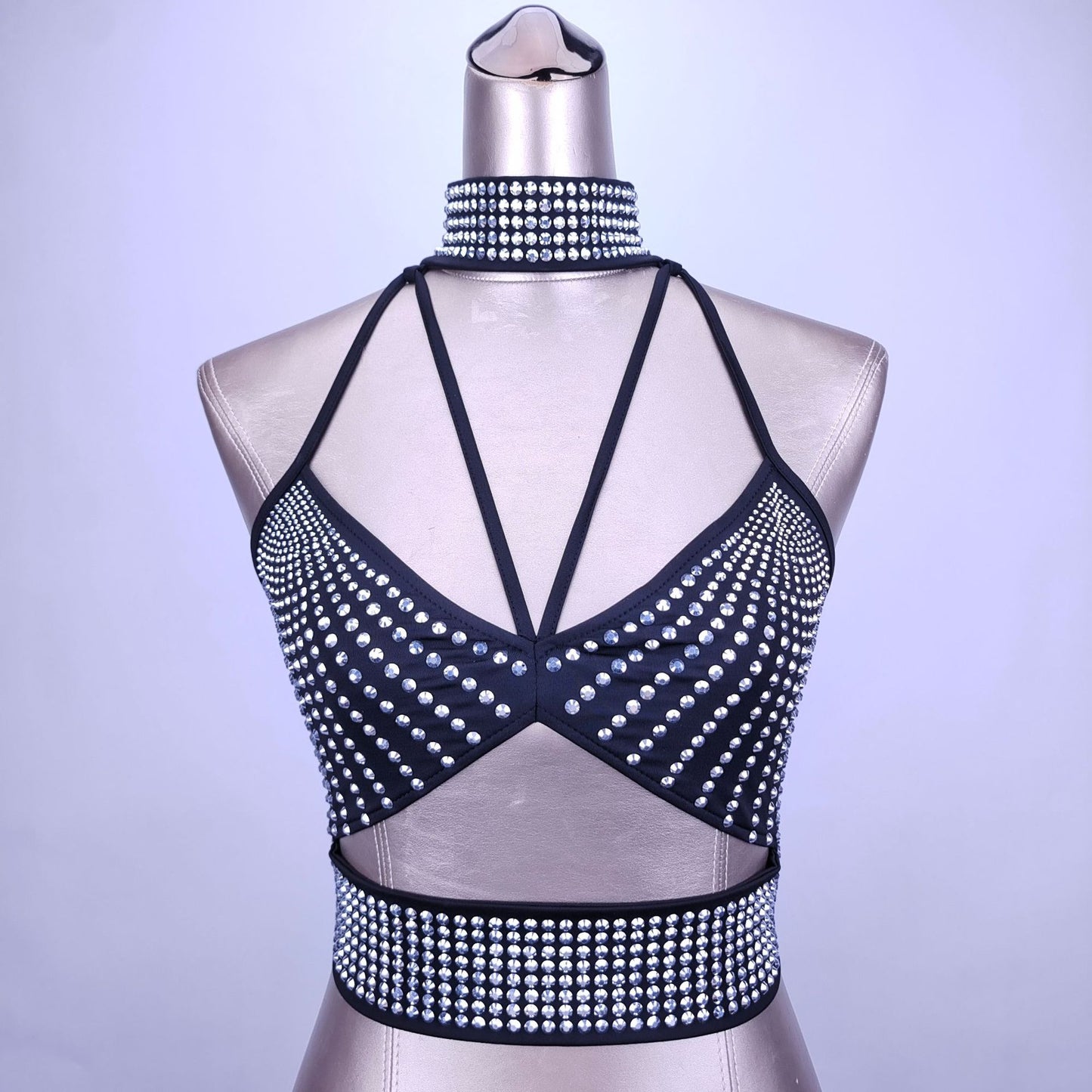 Tank top with beautiful back, popular rhinestone nightclub top, sexy - Pleasures and Sins   Pleasures and Sins