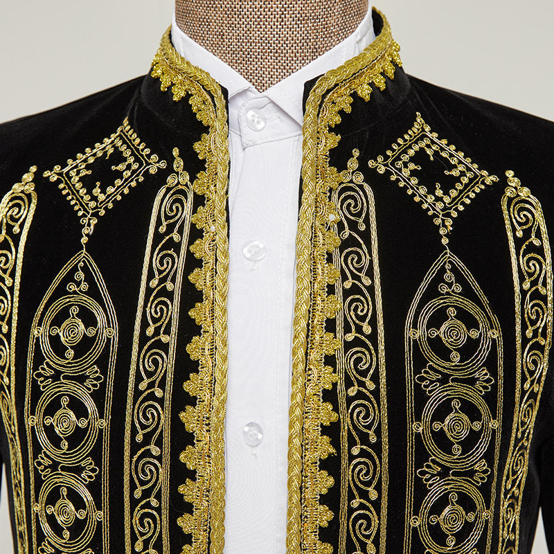 Embroidered Men's Black and Gold Indian Style Jacket