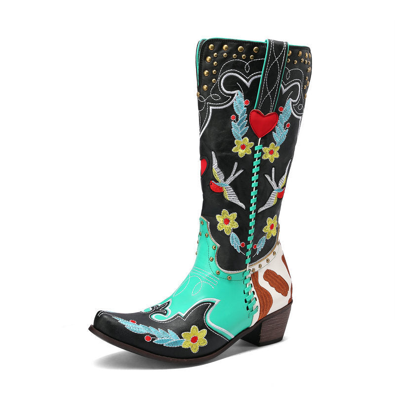 Women's Western Boots Exquisitely Embroidered - Pleasures and Sins   Pleasures and Sins