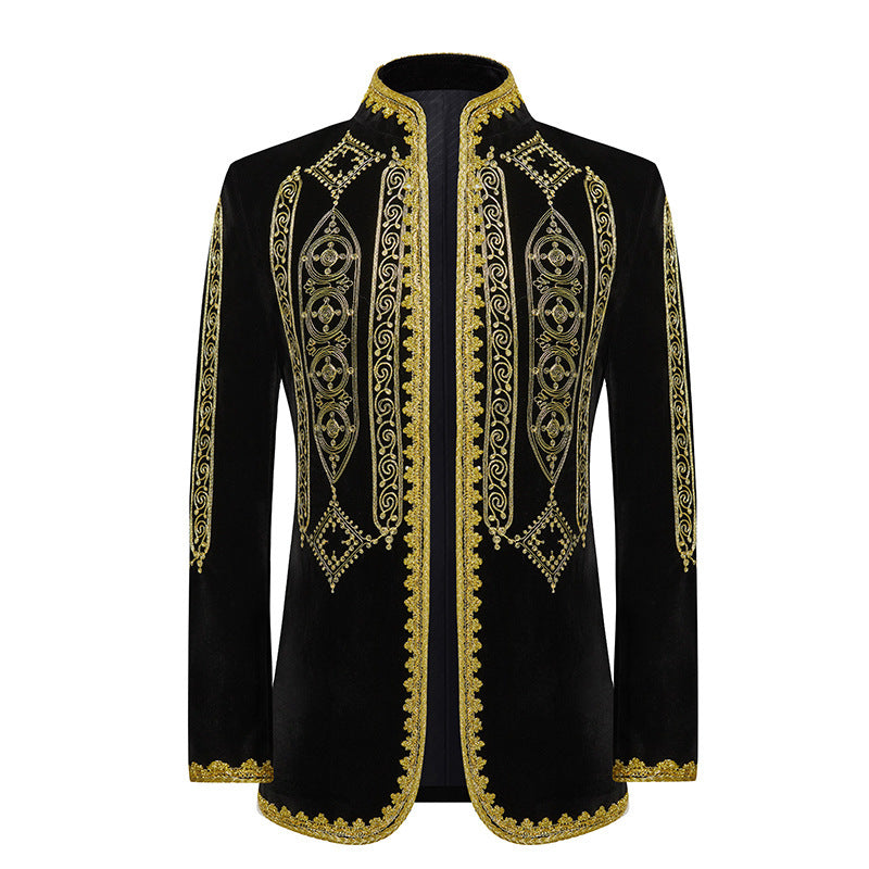 Embroidered Men's Black and Gold Indian Style Jacket