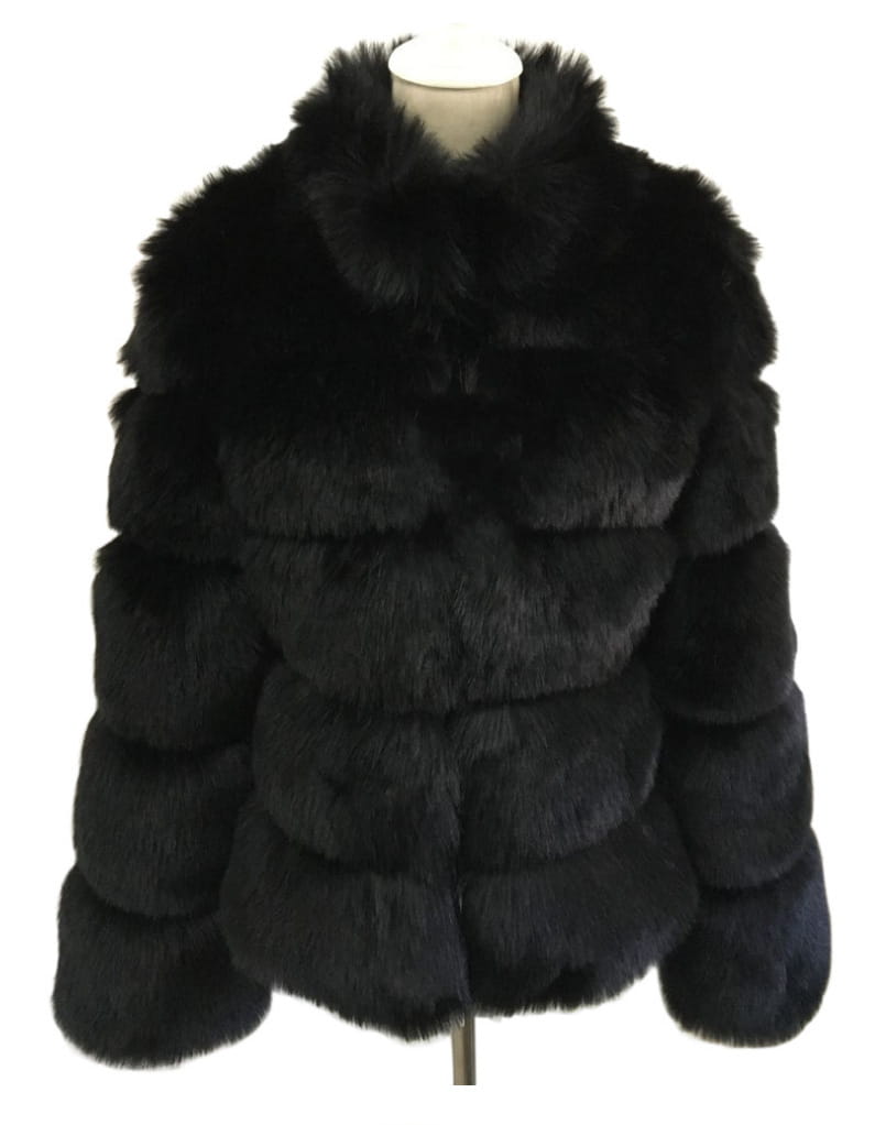 Faux Fox Fur Ladies Slimming and Stand Collar Coat