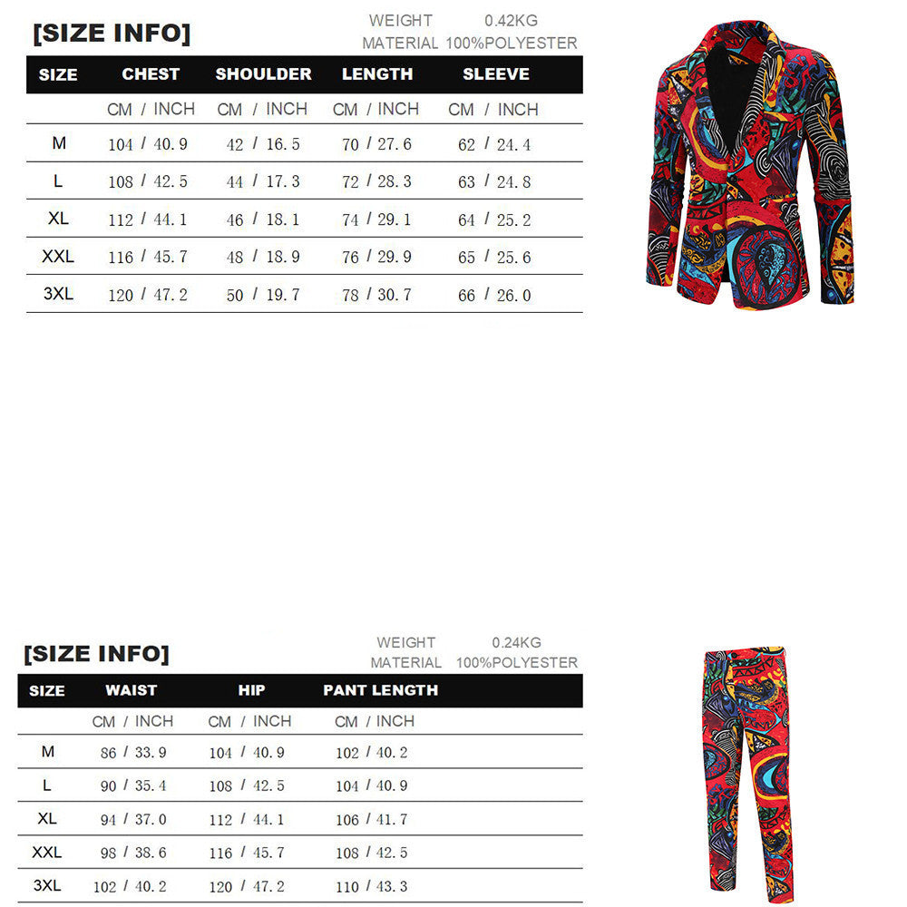 New Men's African Suit Floral Print Suit