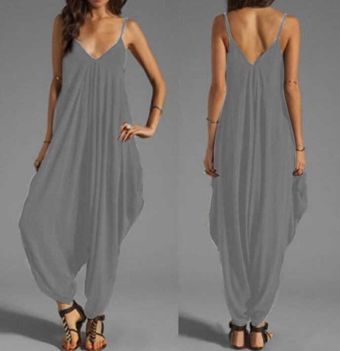 Low-cut V-neck Sexy Jumpsuit Casual Loose Jumpsuit - Pleasures and Sins   Pleasures and Sins