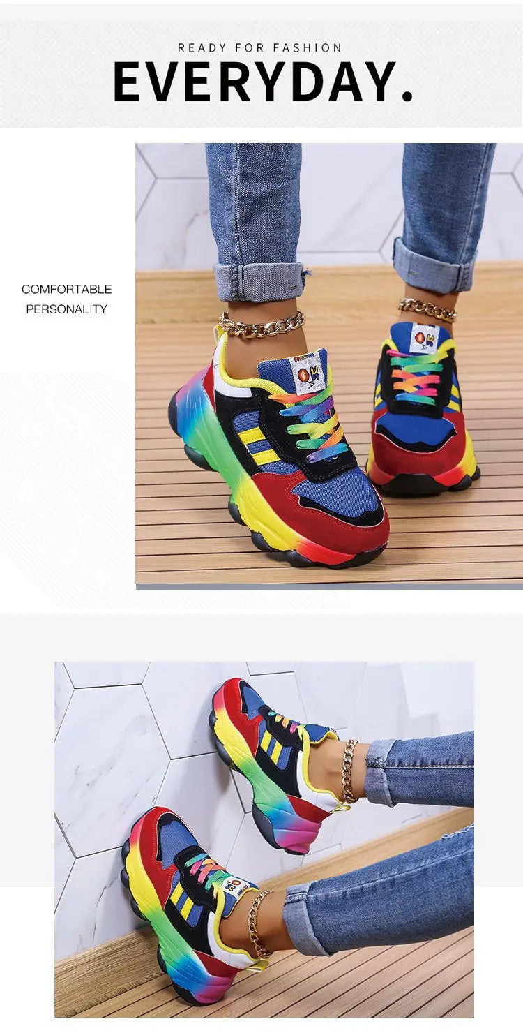 Unisex bunte Regenbogen Hip Hop Casual Regenbogen Schuhe