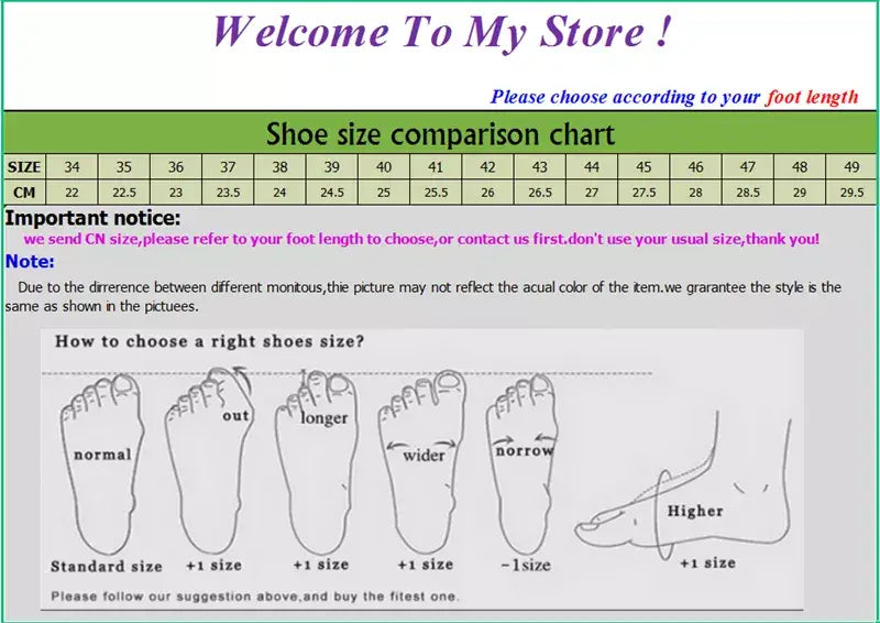 Shoe size comparison chart for Vibrant Fluffy Snow Boots in stylish knee high plush design