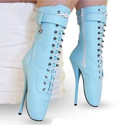 18cm Ballet Stiletto Front-less Heels Lace-up Ankle Boots In