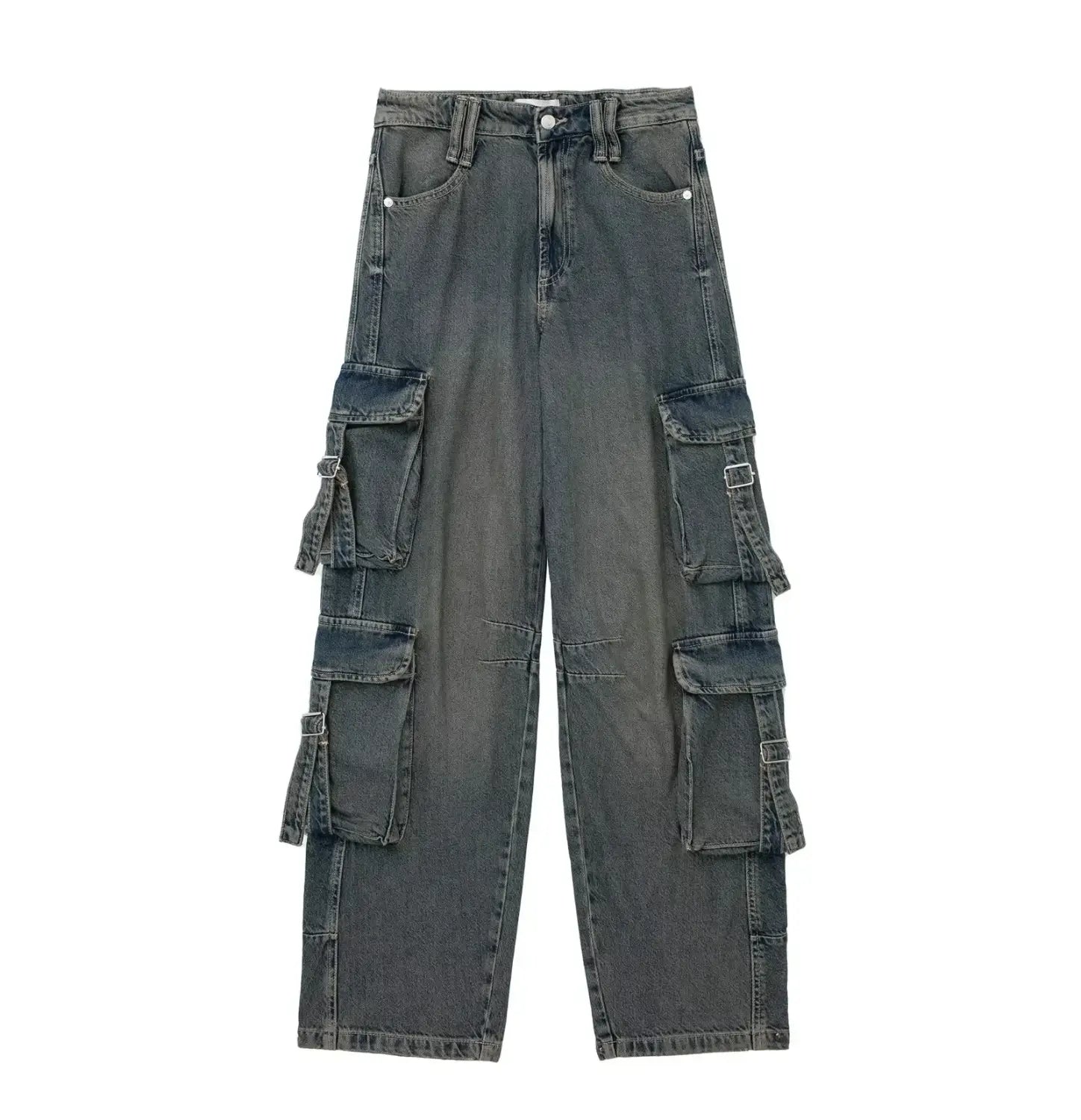 Womens Denim Cargo Long Pants Vintage Casual Street Loose