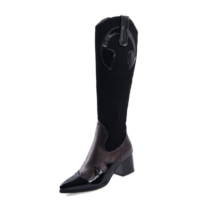 Women's Snake Pattern Pointed Tall Western Boots