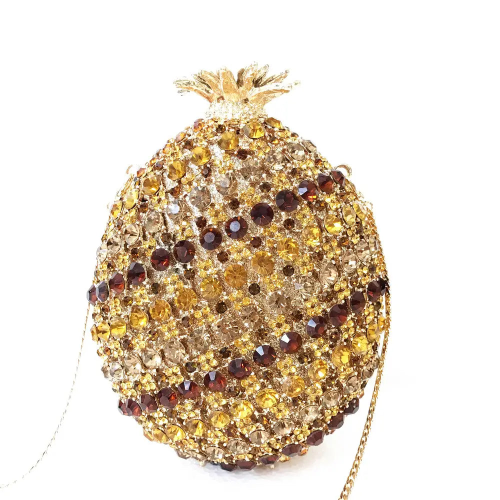 Sparkly pineapple shaped crystal clutch purse, perfect for a stylish night out.