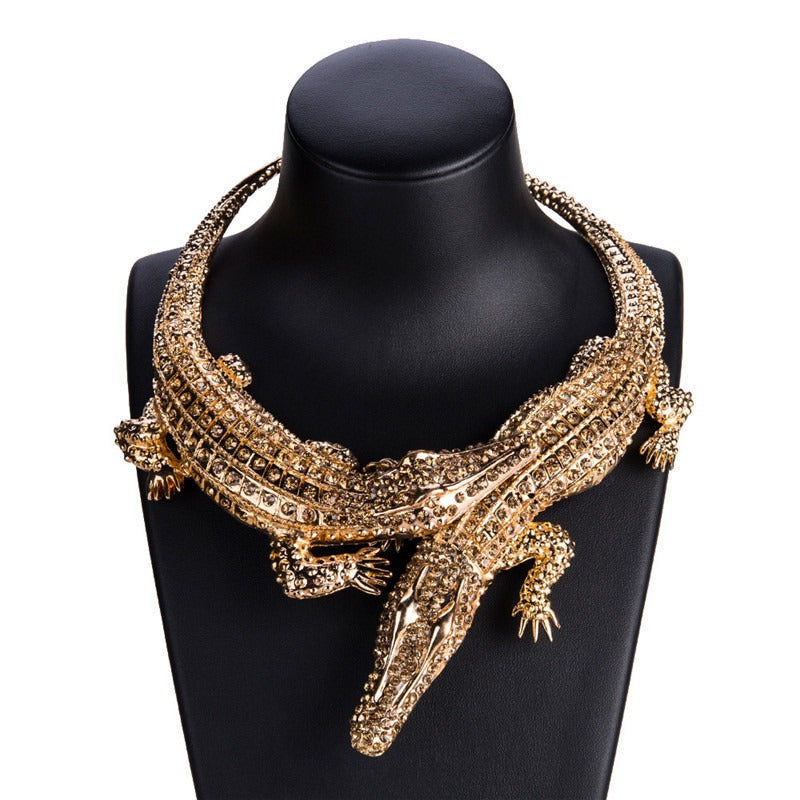 Stunning Full Crystal Crocodile Collar Necklace for Women Trendy Piece - Pleasures and Sins   Pleasures and Sins