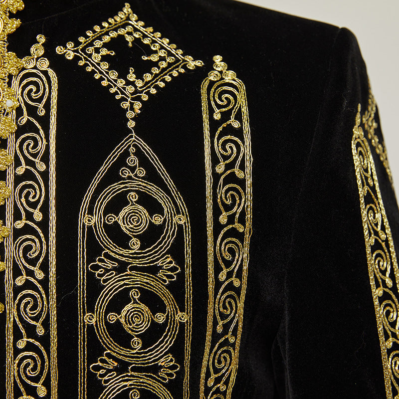 Embroidered Men's Black and Gold Indian Style Jacket