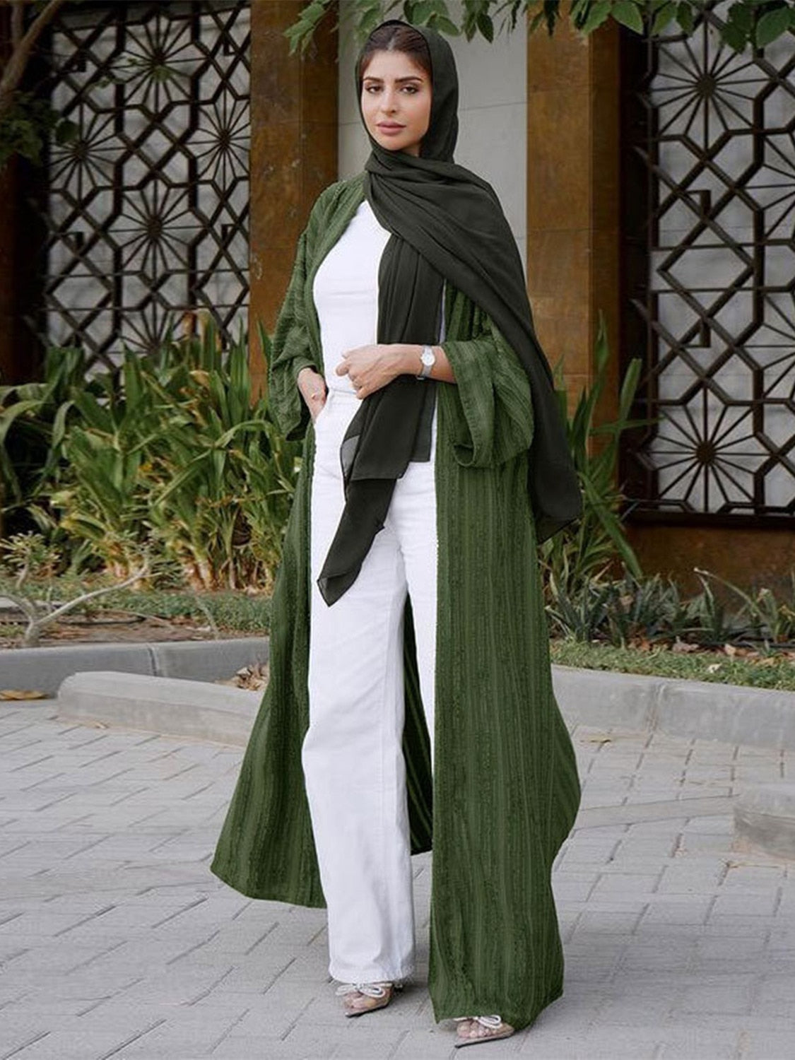 Ramadan Eid Djellaba Abaya Long Sleeve Muslim Dress With Belt - Pleasures and Sins   Pleasures and Sins