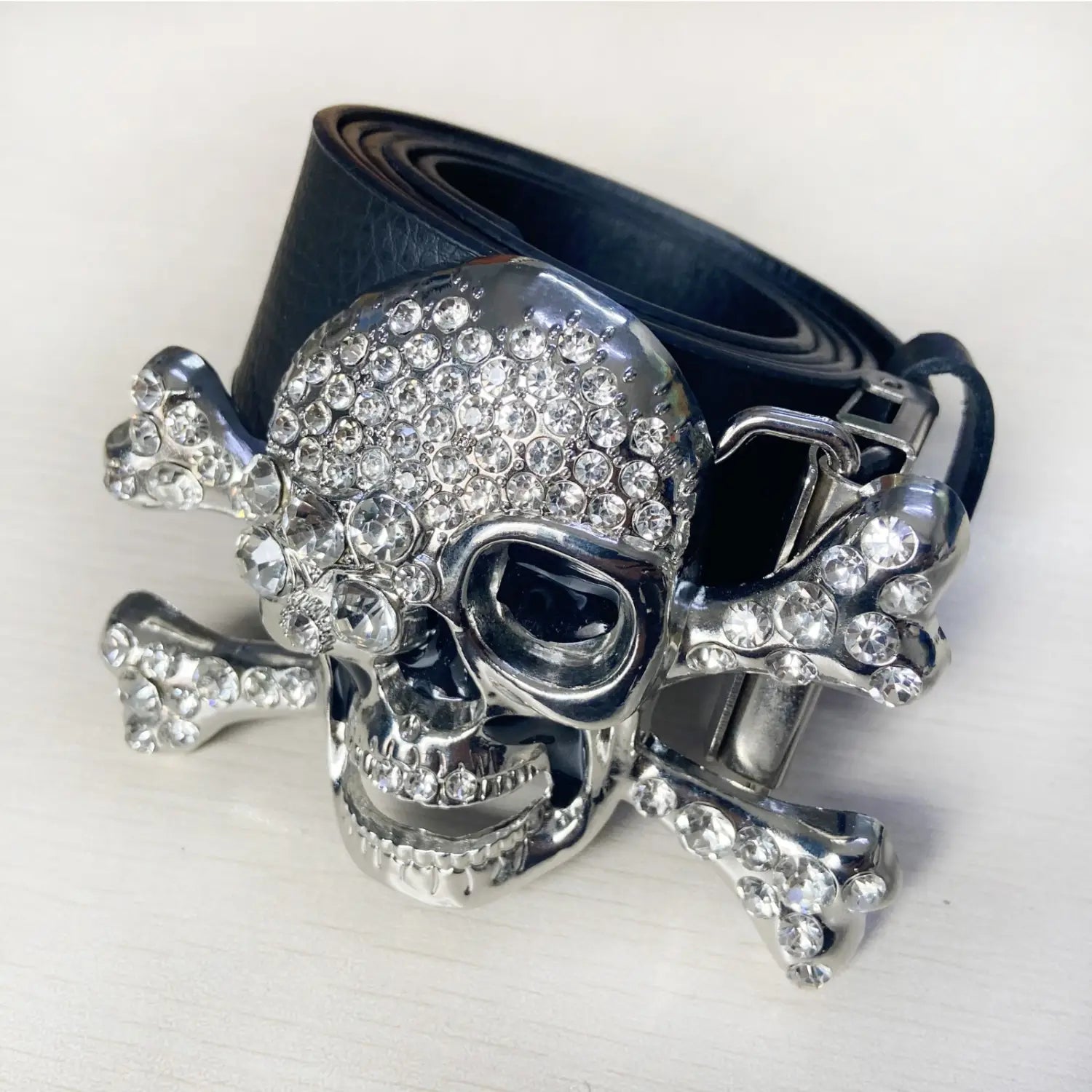 Skull Rhinestone diamante belt buckle casual diamond belt