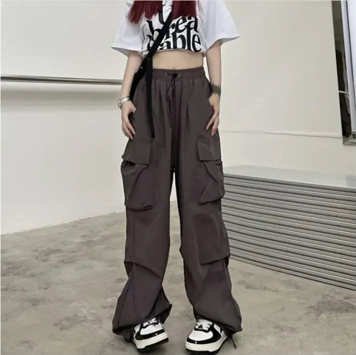 Pantalon large à jambes larges Cargo Baggy Parachute Womens Streetwear