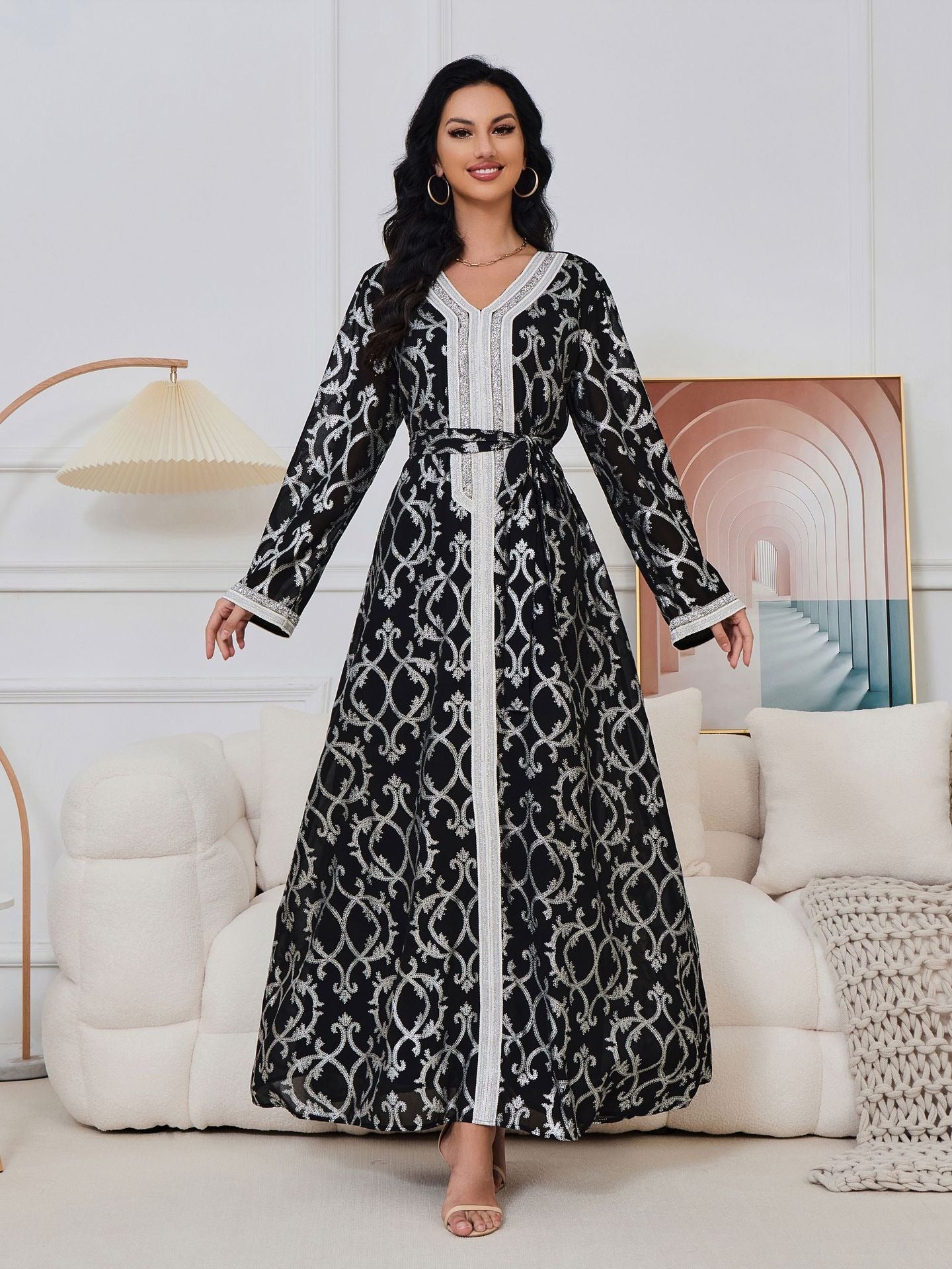 Muslim Hem Gilded Heavy Robe Dress - Pleasures and Sins   Pleasures and Sins