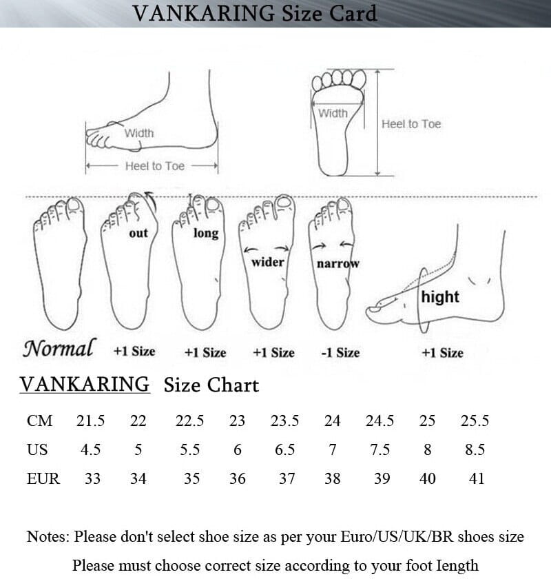 Foot measurement and sizing chart for Floral Square Toe High Heel Sandals with Snakeskin Design