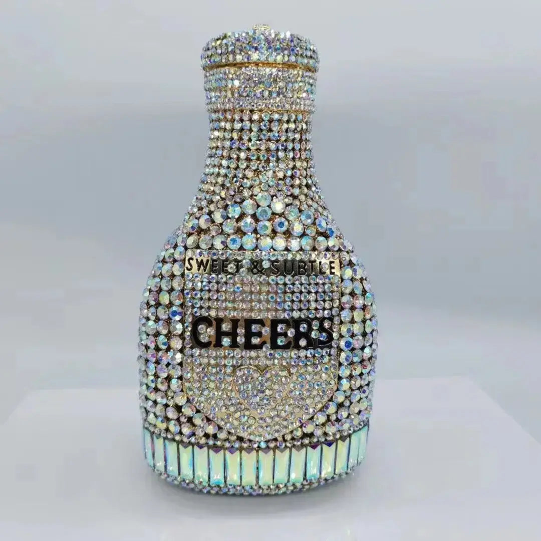 Bottle Shape Crystal Evening Bag Encrusted Bridal Bag Party