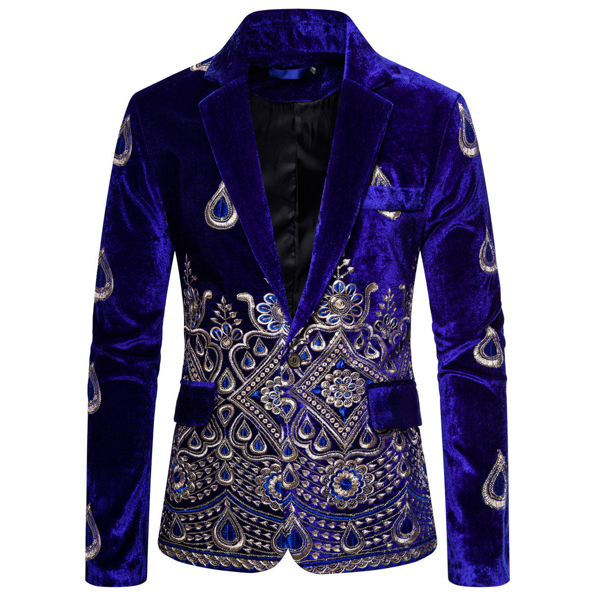 Ethnic Print Single-breasted Rhinestone Smart Jacket For Men