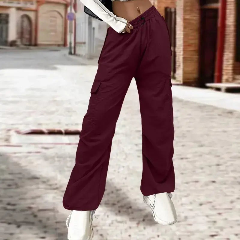 Multi Pocket Cargohose Damen Hohe Taille Locker Lässig