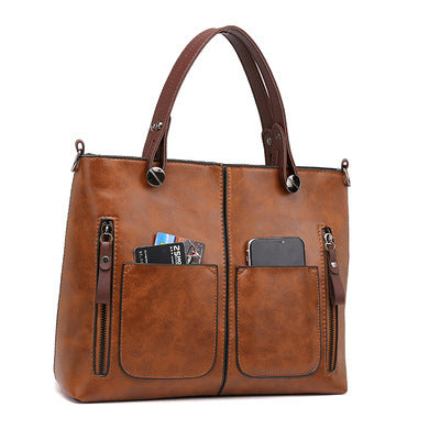 Ladies large capacity retro simple diagonal cross bag