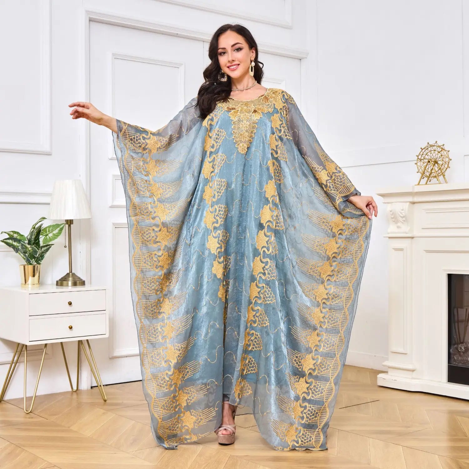 Robe musulmane marocaine brodée de perles Dîner deux pièces