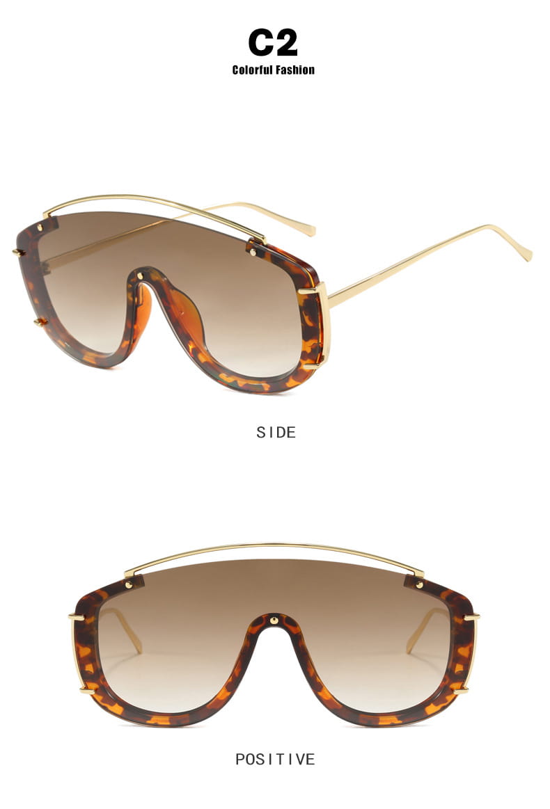 Lunettes de soleil tendance à grande monture avec une touche métallique haut de gamme