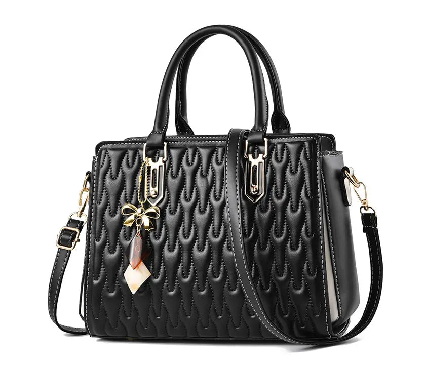 Stylish Black Quilted Leather Handbag with Gold Hardware for a High Capacity Fashion Handbag.