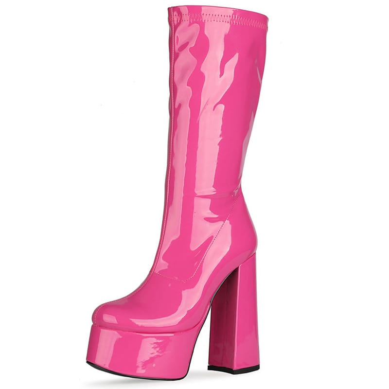 Fashion Patent Leather Super High Heel Single Boots