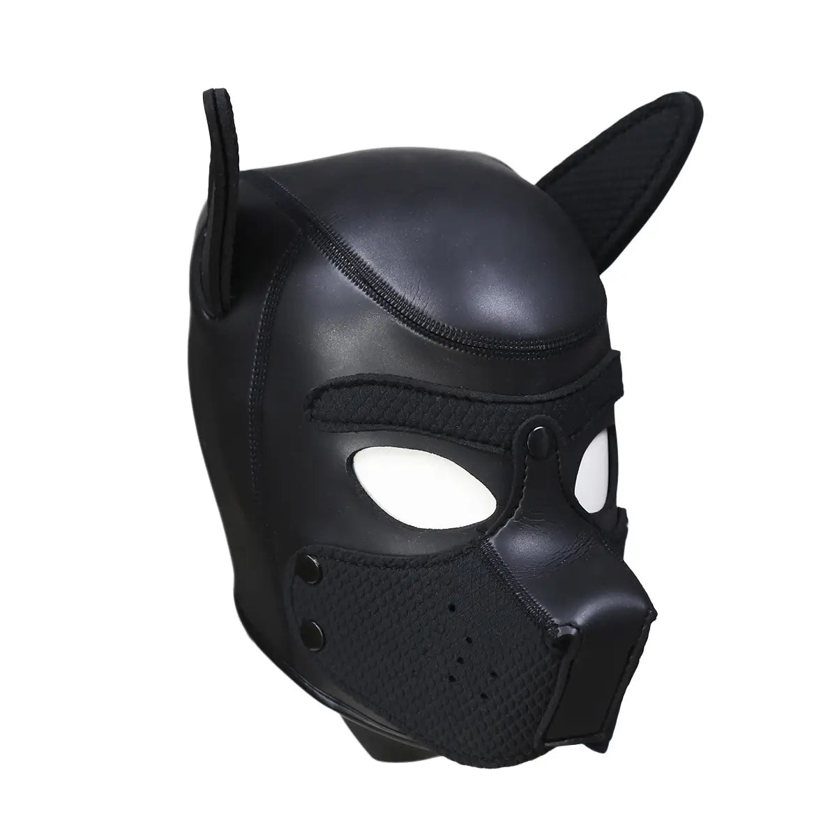 Masque de chiot fétichiste/bondage en caoutchouc noir