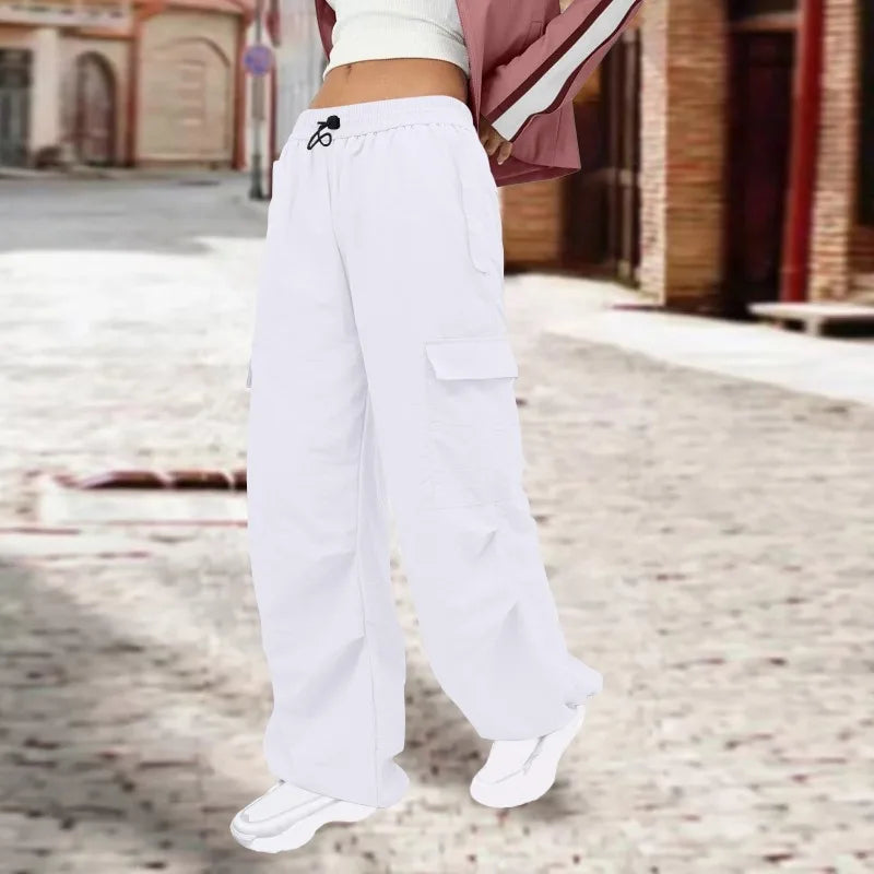 Multi Pocket Cargo Pants Women's High Waist Loose Casual Trousers