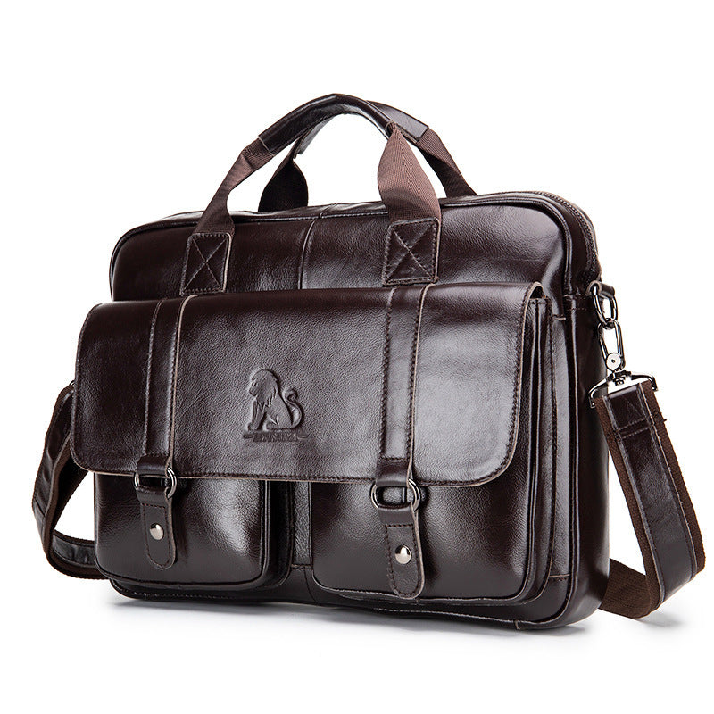 Men's Leather Briefcase Business Large Capacity Bag