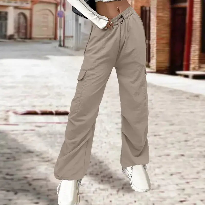 Multi Pocket Cargohose Damen Hohe Taille Locker Lässig