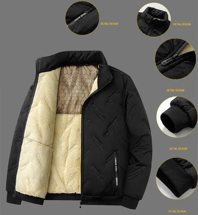 Mens Winter Warm Fleece Jacket Casual with Stylish Design