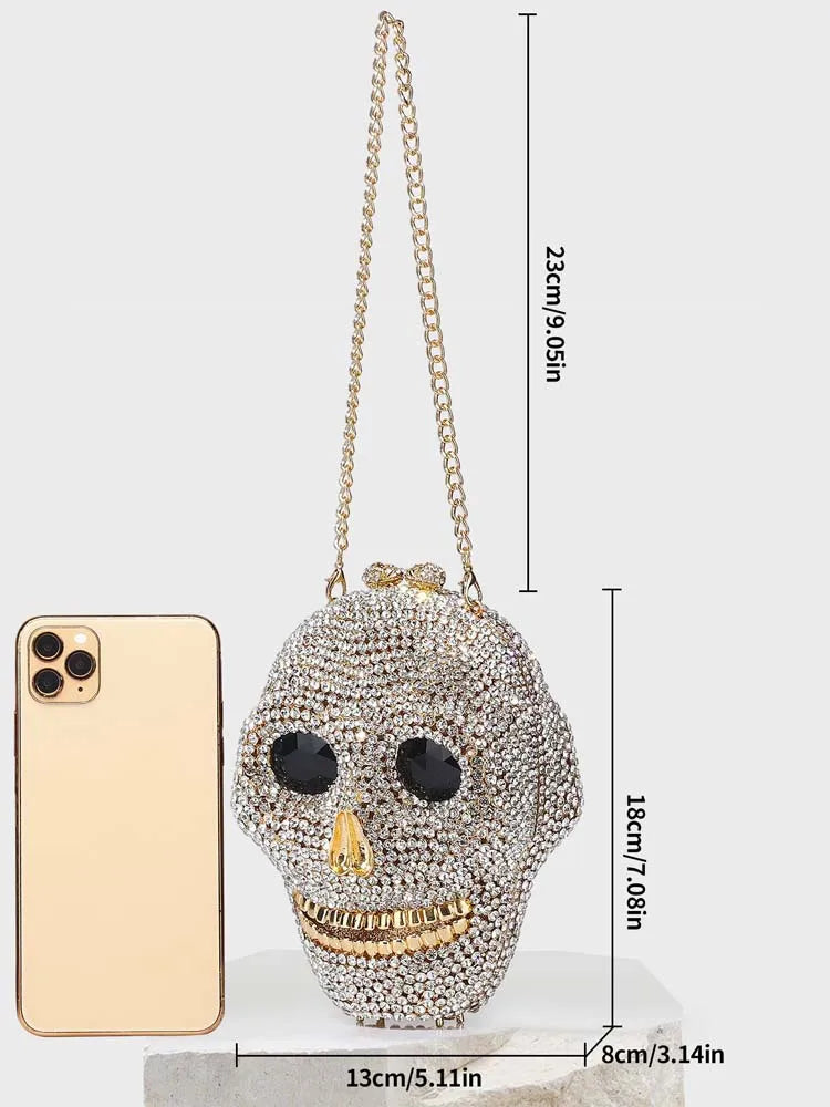 Diamond Halloween Skull Clutch Bag Rhinestone Evening Purse