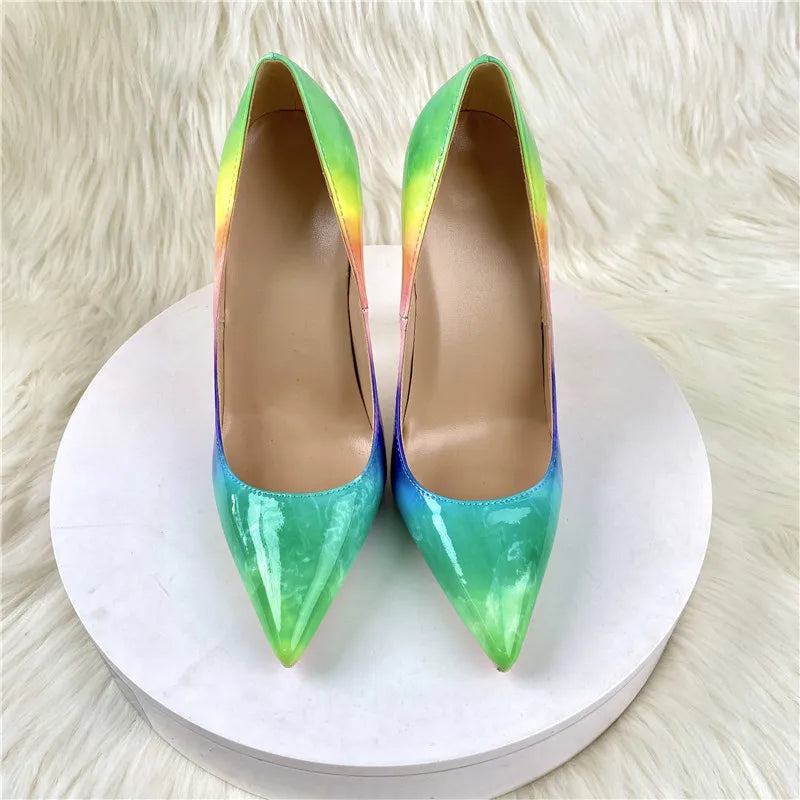 Unisex high heels, rainbow high heels, fashionable, narrow pointed toe - Pleasures and Sins   Pleasures and Sins