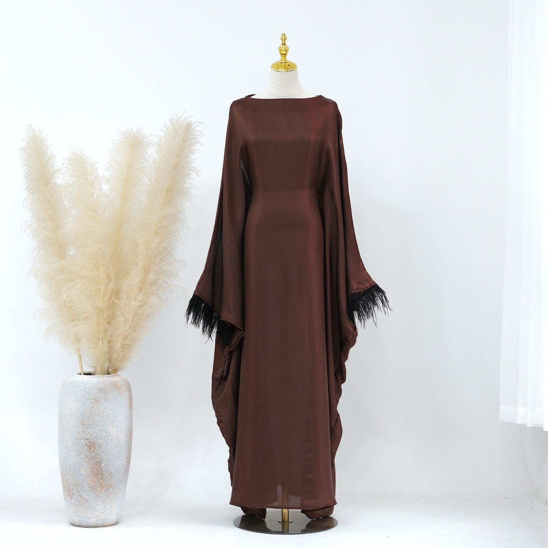 Dubai Spring/Summer Party Fur Sleeves Dress Robe - Pleasures and Sins   Pleasures and Sins