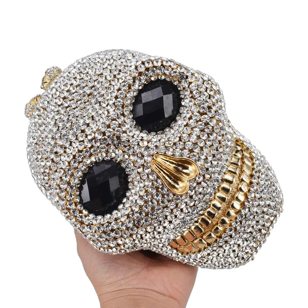 Diamant Halloween Totenkopf Kupplungstasche Strass Abendtasche