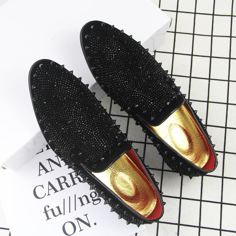 Mens Beautiful Rhinestone Spike, Studded Loafers