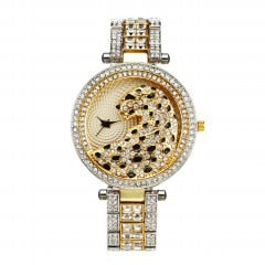 Womens Quartz Watch Bling Casual Gold Watch Crystal Diamond Leopard - Pleasures and Sins   Pleasures and Sins