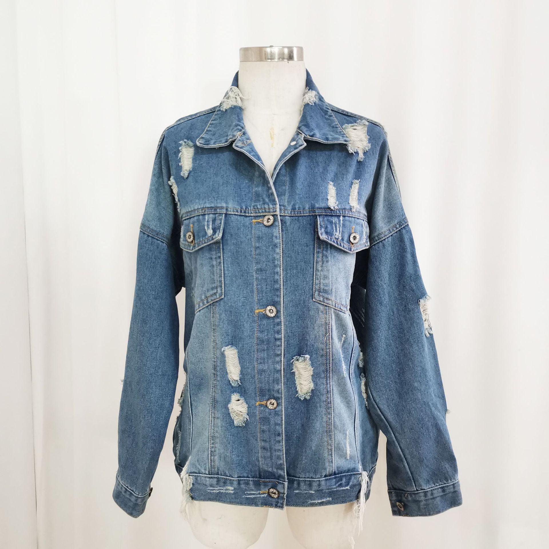 Womens Vintage Fabric Patchwork Denim Cowboy Western Ripped Jacket - Pleasures and Sins   Pleasures and Sins