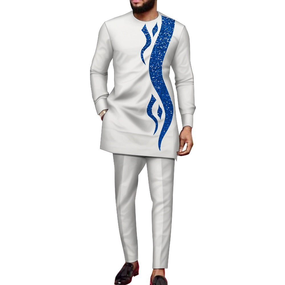 Men's African Fashionable Sequin Stitch Business Suit In 9 Designs