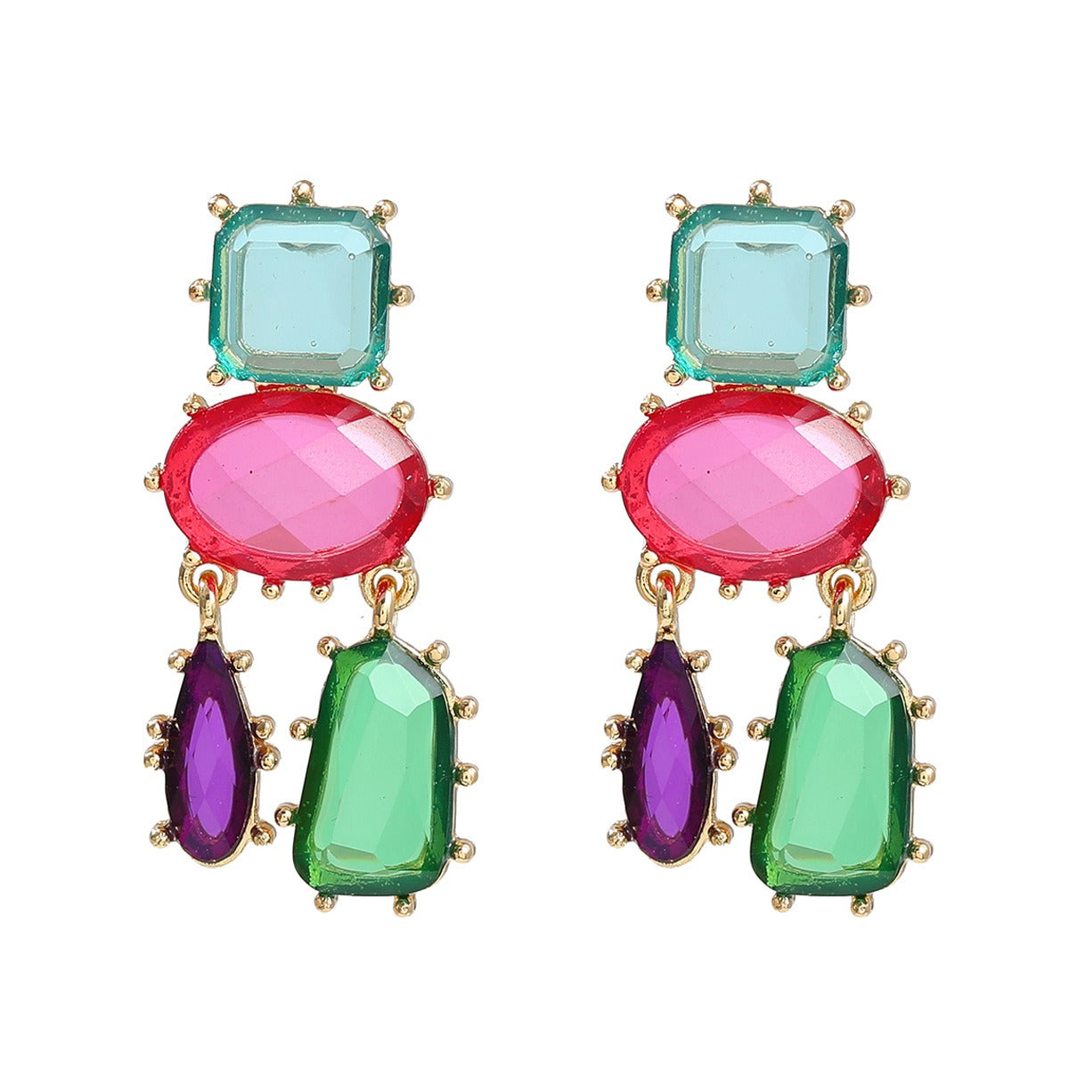 Glamourous earrings, multi-layered geometric color matching earrings - Pleasures and Sins   Pleasures and Sins